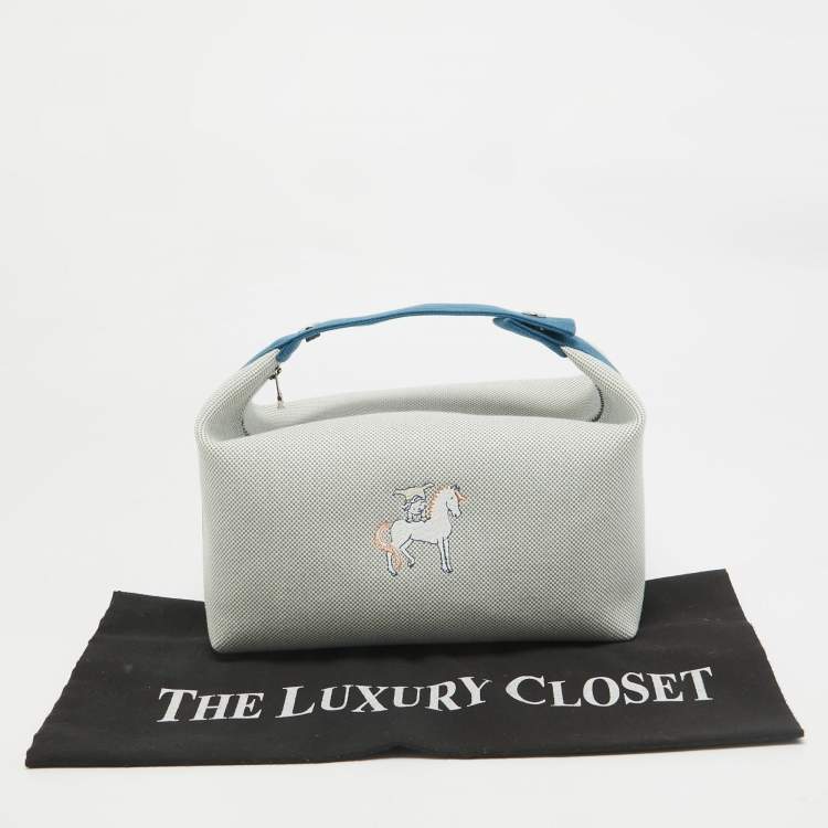 Pre Owned Hermes Bleu Nattier Canvas Large Bride-a-Brac Cabriole Pouch