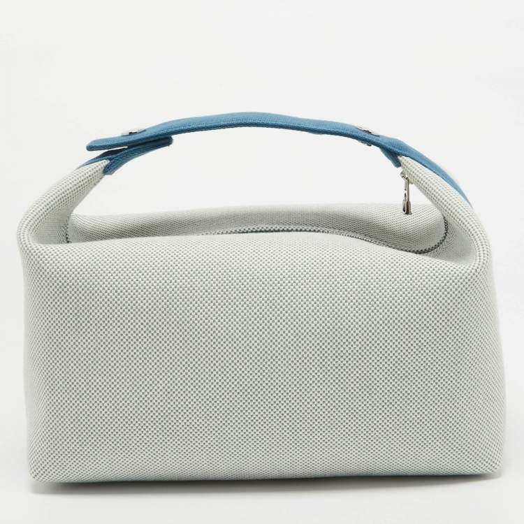Pre Owned Hermes Bleu Nattier Canvas Large Bride-a-Brac Cabriole Pouch