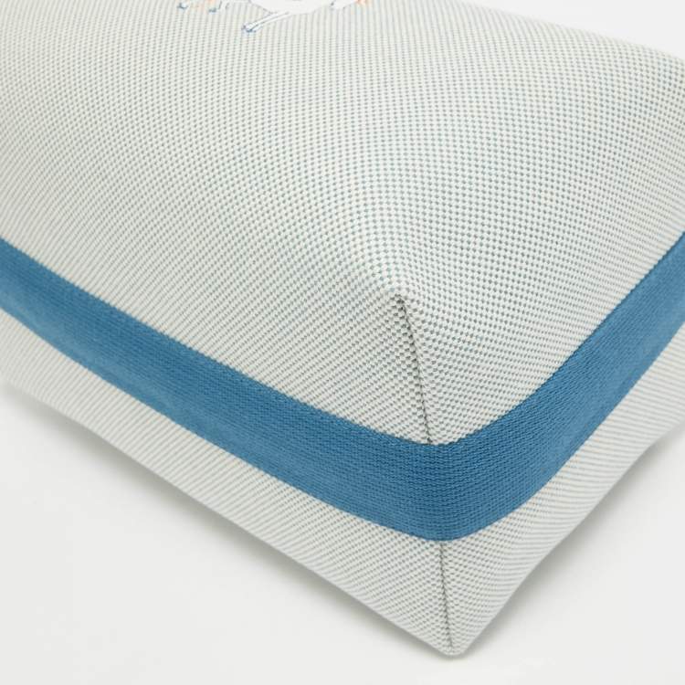 Pre Owned Hermes Bleu Nattier Canvas Large Bride-a-Brac Cabriole Pouch