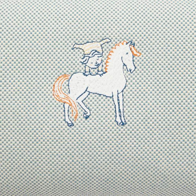 Pre Owned Hermes Bleu Nattier Canvas Large Bride-a-Brac Cabriole Pouch