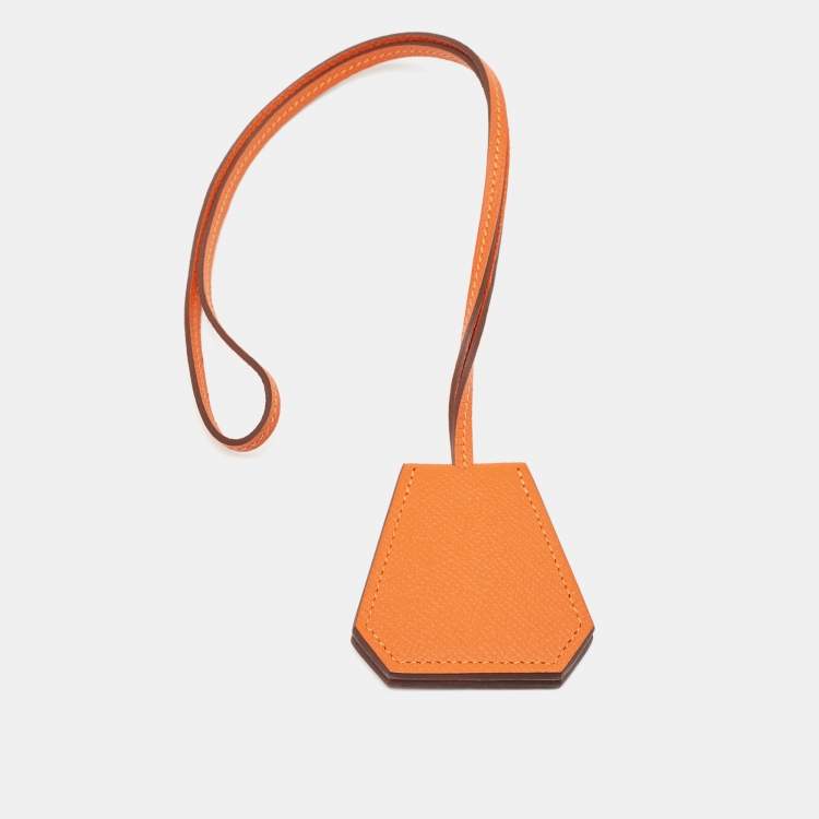 Pre Owned Hermes Orange Epsom Leather Capucine Hat Clip