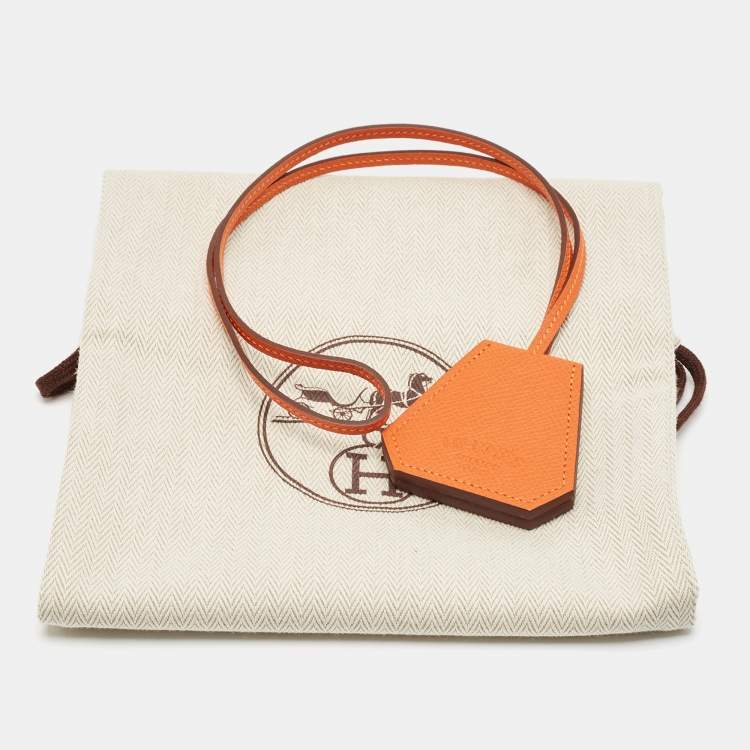 Pre Owned Hermes Orange Epsom Leather Capucine Hat Clip