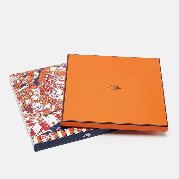 مملوكة مسبقًا Hermès Bleu Ciel/ Brique Duo Cosmique Silk Scarf 
