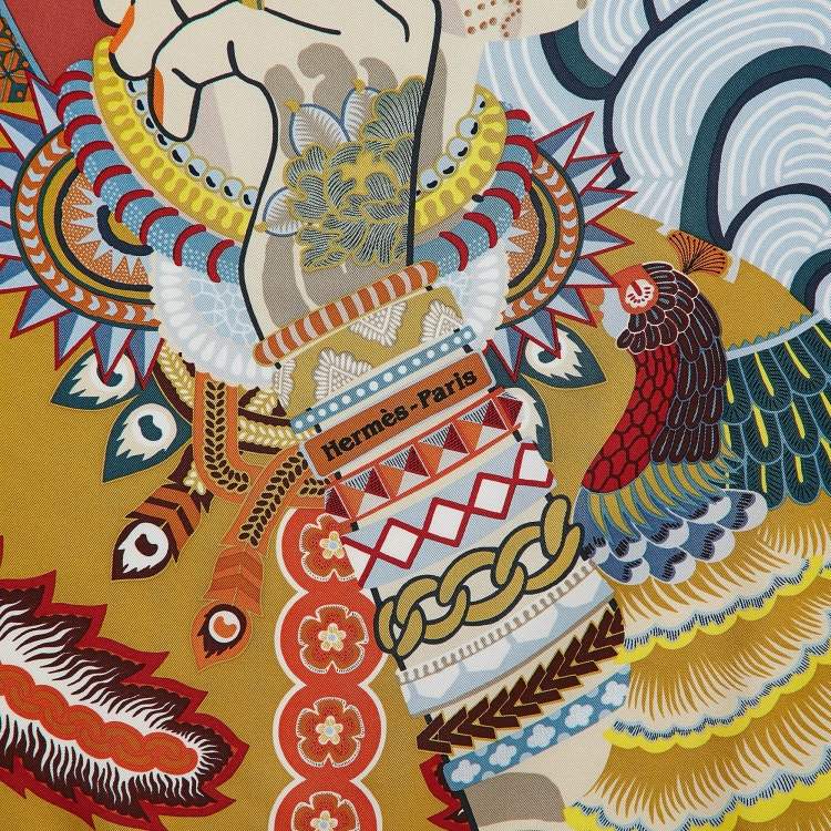 مملوكة مسبقًا Hermès Bleu Ciel/ Brique Duo Cosmique Silk Scarf 