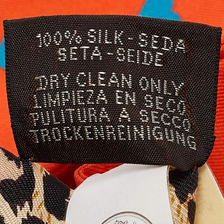 Pre Owned Hermès Orange/Bleu Silk Jungle Love Love Twilly