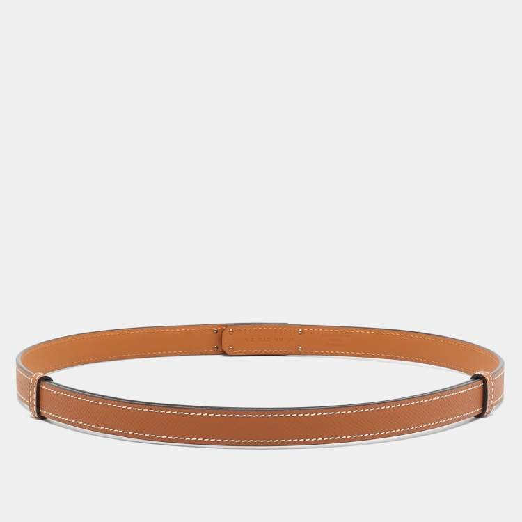 Pre Owned Hermes Gold Epsom Leather Gold Tone Finish Kelly 18 Belt Adjustable