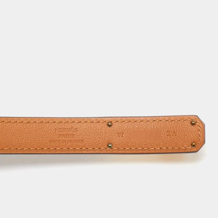 Pre Owned Hermes Gold Epsom Leather Gold Tone Finish Kelly 18 Belt Adjustable