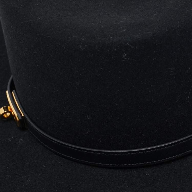 Pre Owned Hermès Black Rabbit Felt Hampton Hat 57