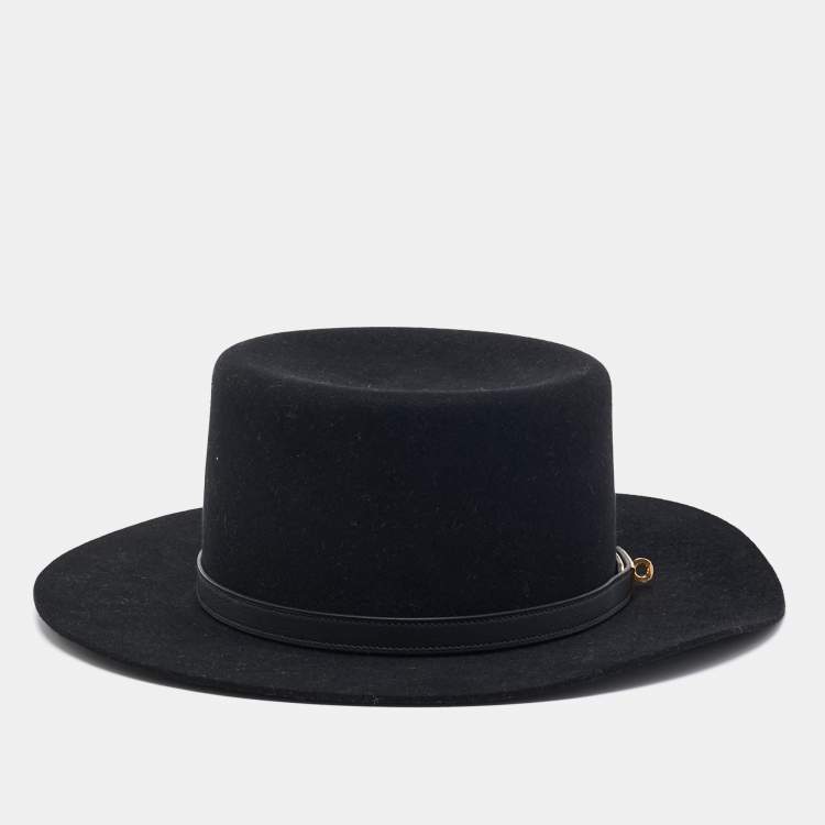 Pre Owned Hermès Black Rabbit Felt Hampton Hat 57