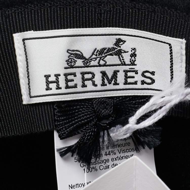 Pre Owned Hermès Black Rabbit Felt Hampton Hat 57