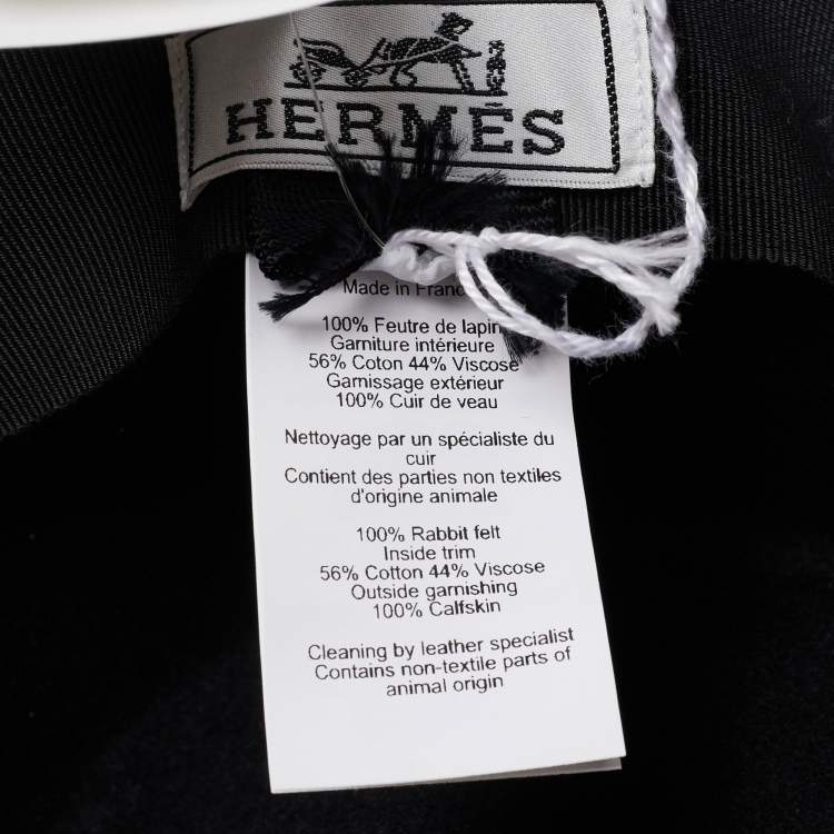 Pre Owned Hermès Black Rabbit Felt Hampton Hat 57