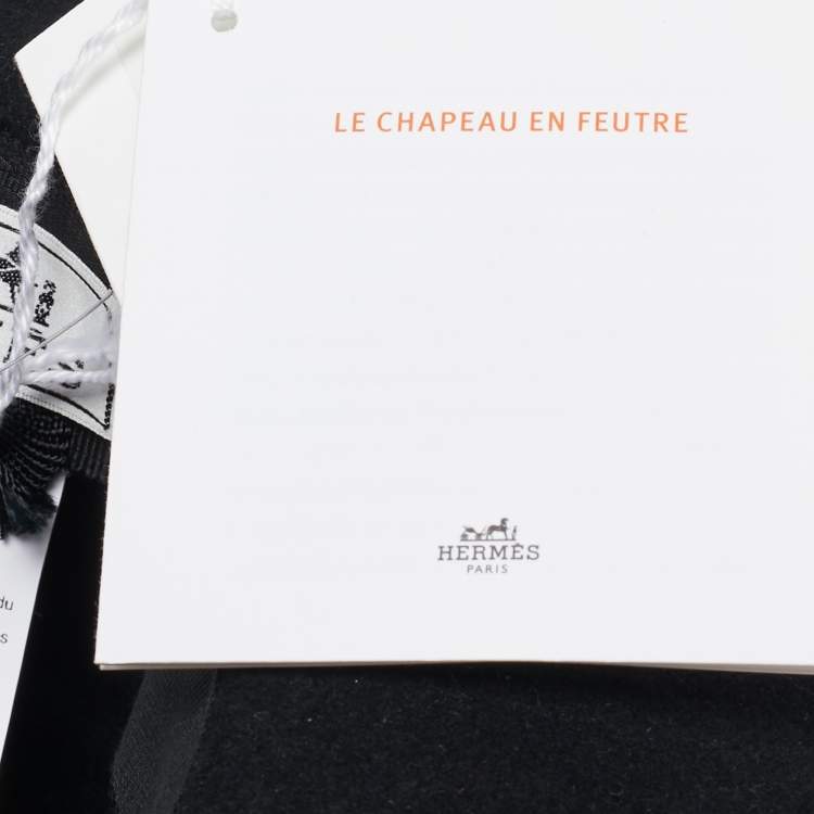 Pre Owned Hermès Black Rabbit Felt Hampton Hat 57