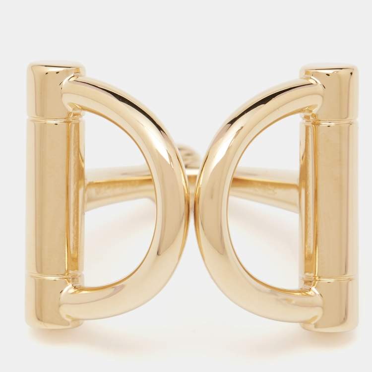 Pre Owned Hermès Double Mors Gold Tone Scarf Ring