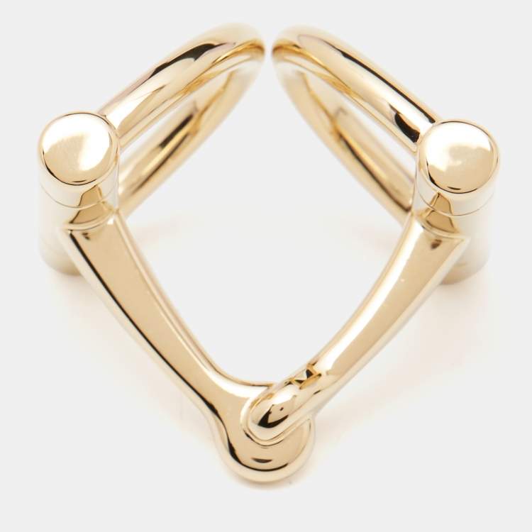 Pre Owned Hermès Double Mors Gold Tone Scarf Ring