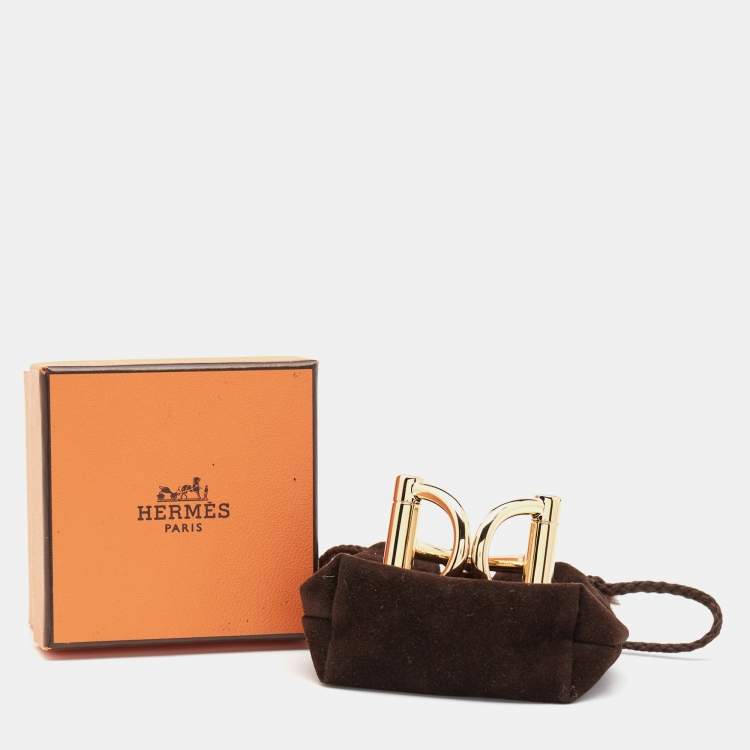 Pre Owned Hermès Double Mors Gold Tone Scarf Ring