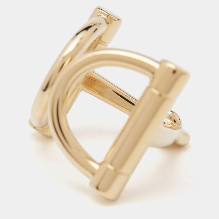 Pre Owned Hermès Double Mors Gold Tone Scarf Ring