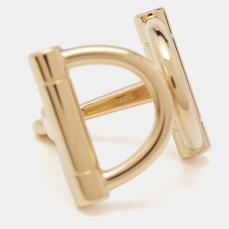 Pre Owned Hermès Double Mors Gold Tone Scarf Ring