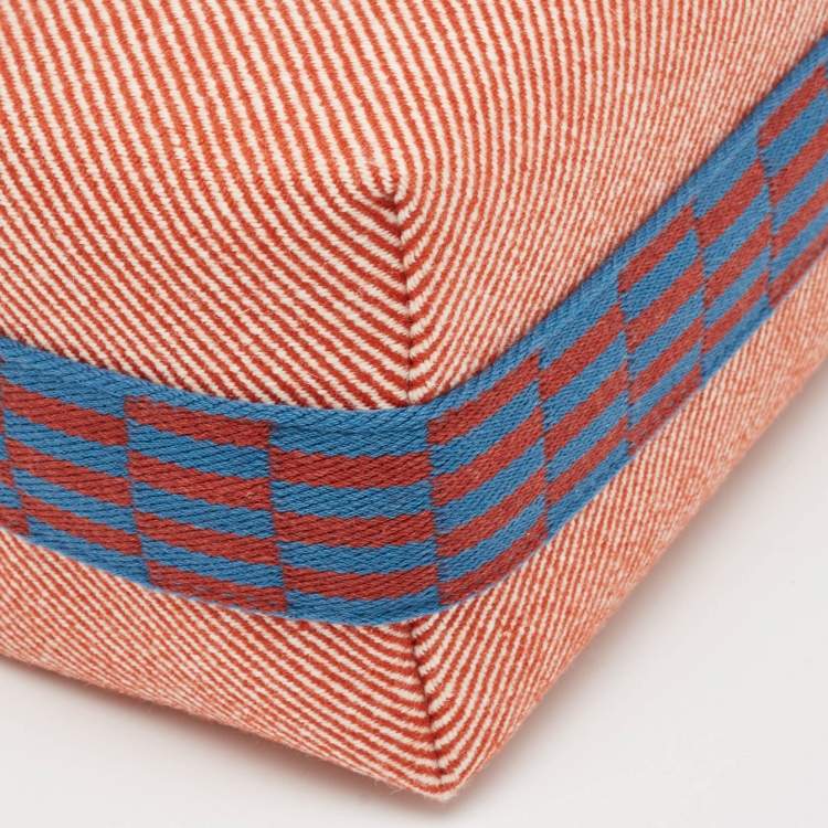 Pre Owned Hermes Rouge/Bleu H Natte Merino Wool Small Bride-a-Brac Pouch