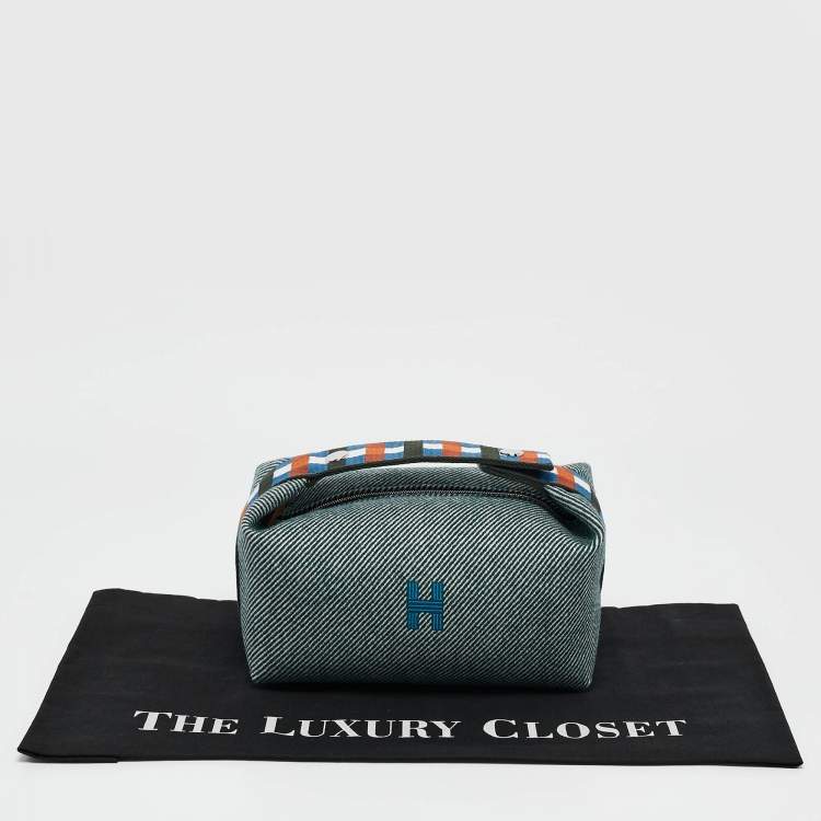 Pre Owned Hermes Vert Foret Wool Small Bride-a-Brac Natte Pouch