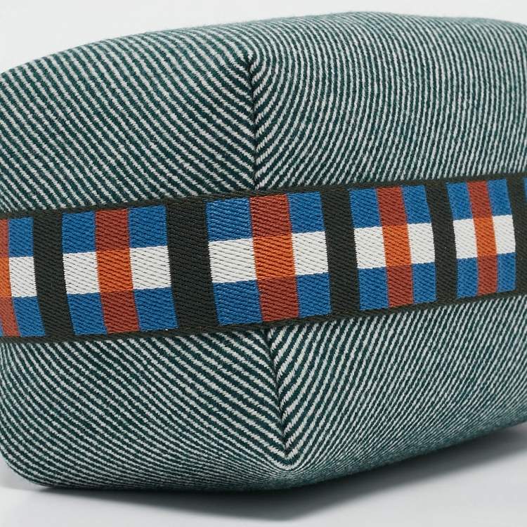 Pre Owned Hermes Vert Foret Wool Small Bride-a-Brac Natte Pouch