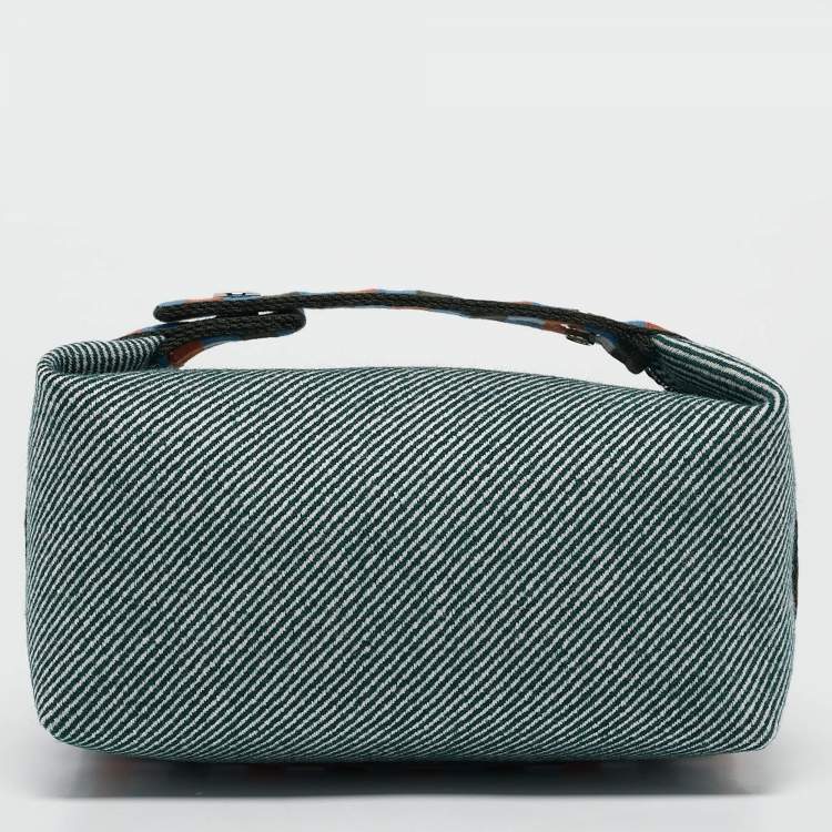 Pre Owned Hermes Vert Foret Wool Small Bride-a-Brac Natte Pouch