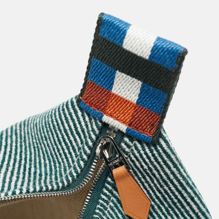 Pre Owned Hermes Vert Foret Wool Small Bride-a-Brac Natte Pouch