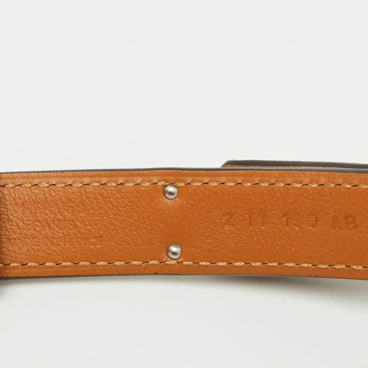 Pre Owned Hermès Etoupe Epsom Leather Palladium Finish Kelly 18 Adjustable Belt