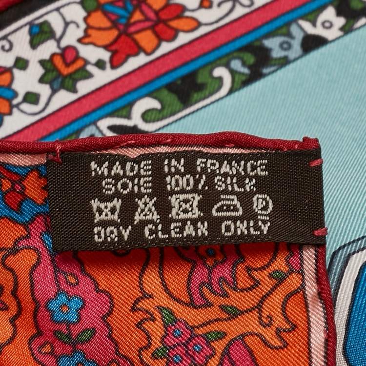 Pre Owned Hermès Orange/Cobalt Geant Twill Silk Tapis Persans Scarf