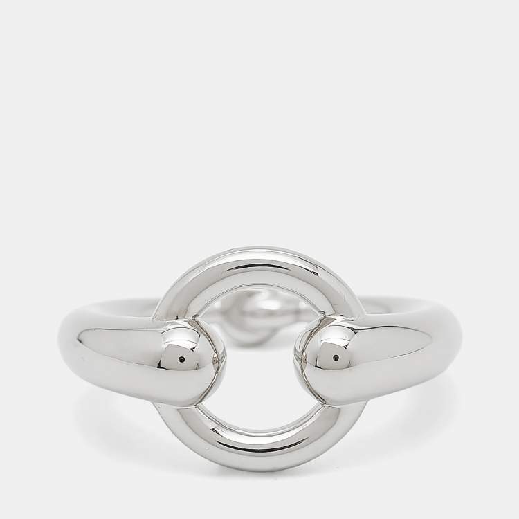 Pre Owned Hermès Mors Palladium Plated Scarf 90 Ring