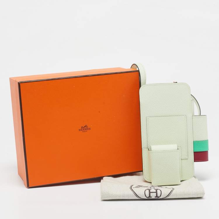 Pre Owned Hermes Vert Fizz/Vert Comics/Rubis Epsom Leather Hermèsway Phone Case