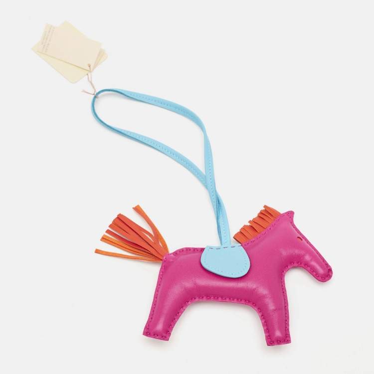 Pre Owned Hermès Rose Pourpre/Cornaline/Celeste Milo Leather GriGri Rodeo Bag Charm MM