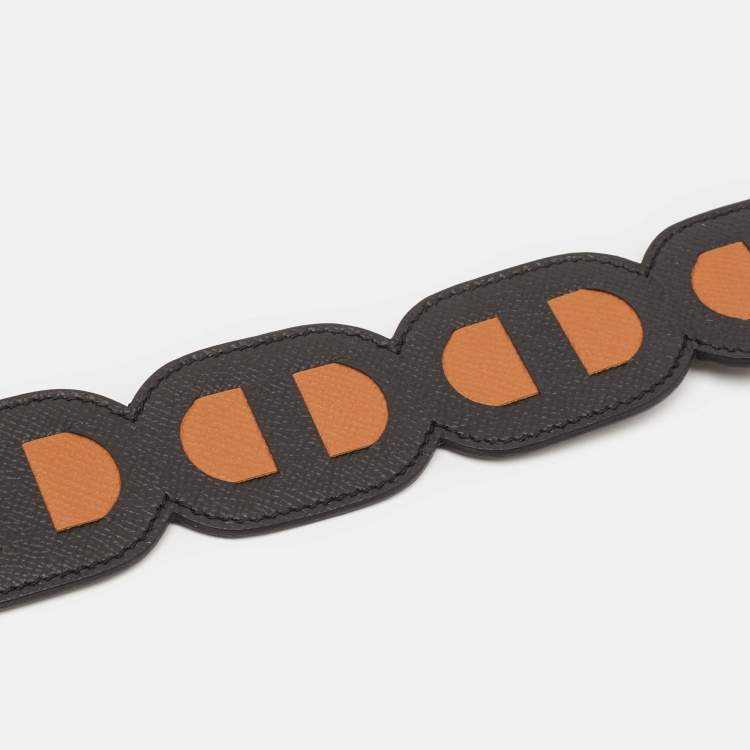 مملوكة مسبقًا Hermès Noir/Gold Epsom Leather Maillons Shoulder Bag Strap