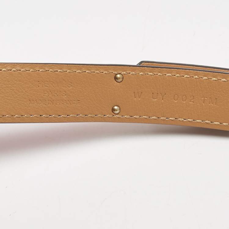 Pre Owned Hermes Orange Field Epsom Leather Rose Gold Finish Kelly 18 Belt Adjustable