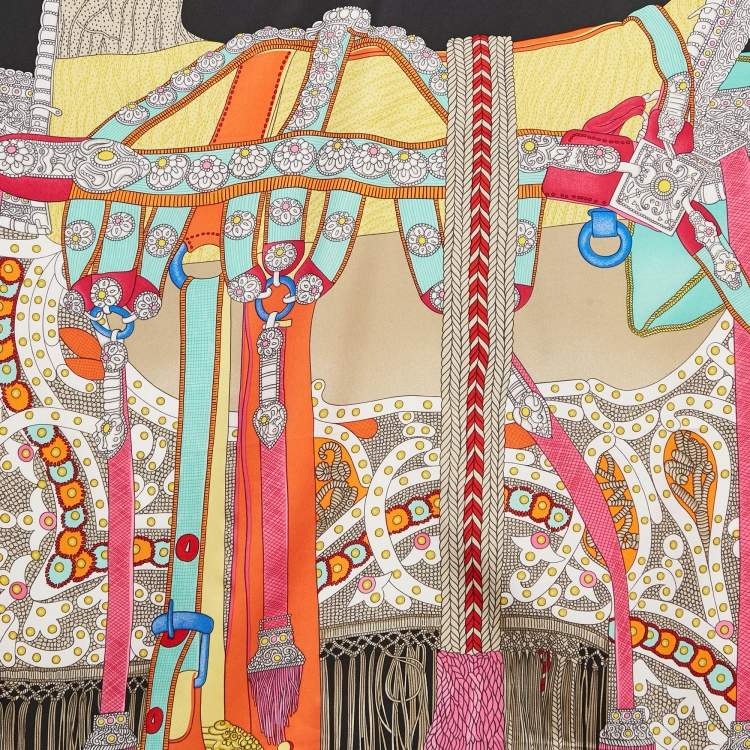 Pre Owned Hermes Beige Silk Selle De Dignitaire Scarf 