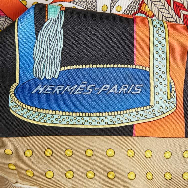 Pre Owned Hermes Beige Silk Selle De Dignitaire Scarf 
