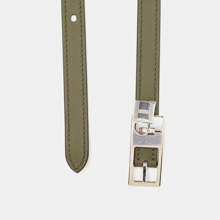 Pre Owned Hermes Vert Veronese/Bleu Saphir Swift/Epsom Leather Lucky 15 Reversible Belt 80CM