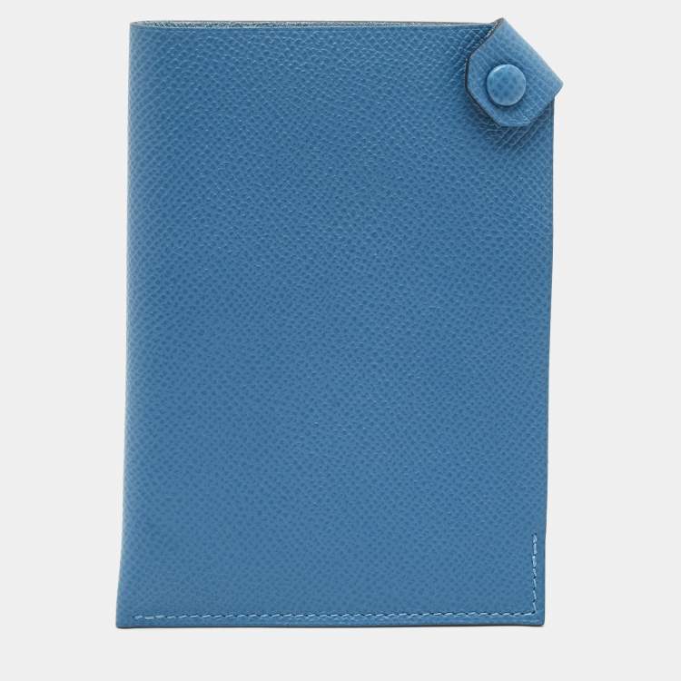 Pre Owned Hermes Bleu Agate Epsom Leather Tarmac Passport Holder