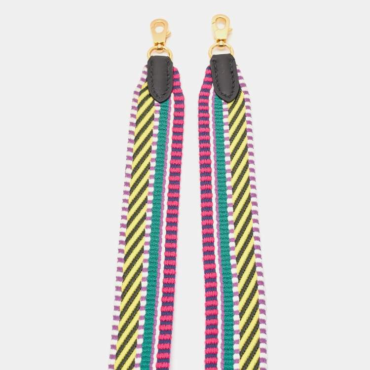 Pre Owned Hermès Multicolore/Noir Canvas and Swift Leather Sangle Cavale Bag Strap