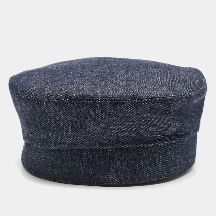 Pre Owned Hermès Blue Denim Cabourg Cliquetis Newsboy Cap Size 57