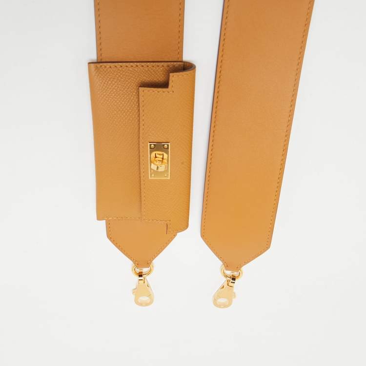 Pre Owned Hermes Sesame Swift and Epsom Leather Kelly Pocket Bag Strap