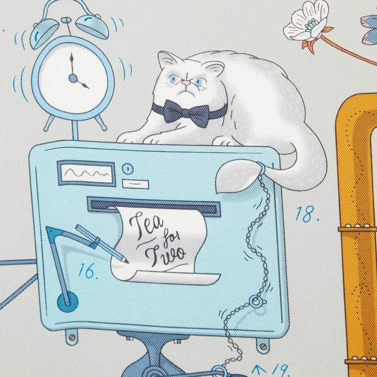 Pre Owned Hermès Grey Reve d'Australie Silk Scarf