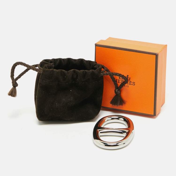 Pre Owned Hermès Chaine d'Ancre Palladium Plated Scarf Ring