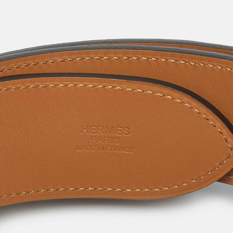 Pre Owned Hermes Blue Zanzibar Taurillon Clemence Leather Etriviere Belt Size 95 CM