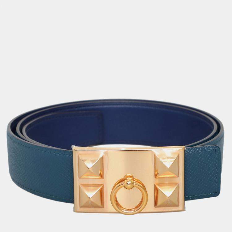 Pre Owned Hermes Reversible Leather Belt 320MM With Collider de Chien Buckle