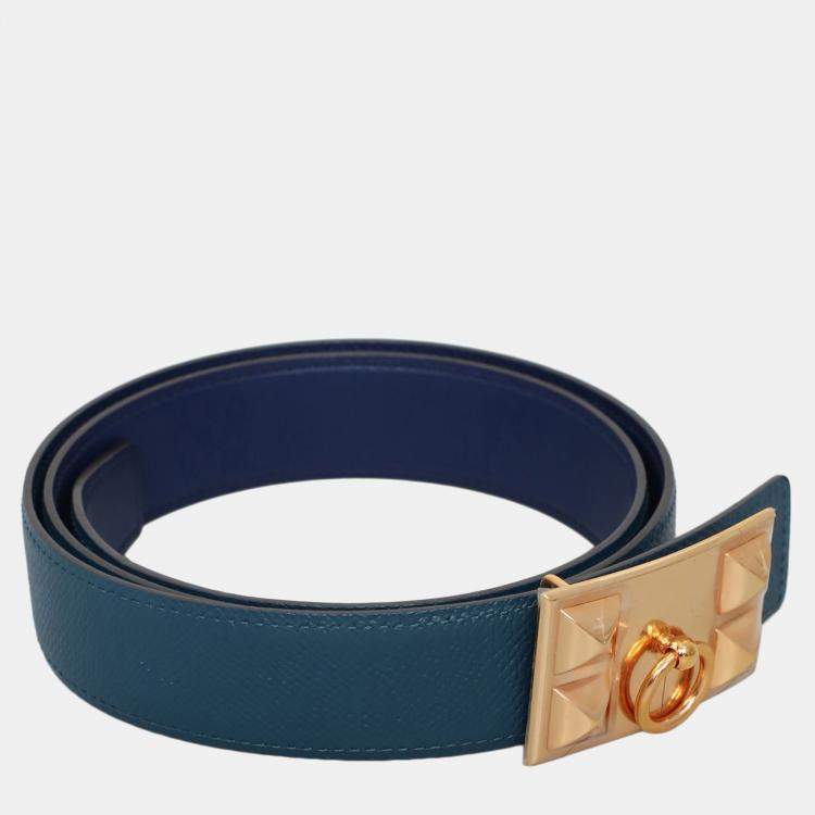 Pre Owned Hermes Reversible Leather Belt 320MM With Collider de Chien Buckle