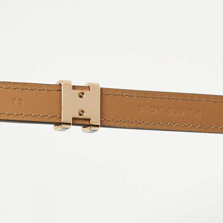 Pre Owned Hermes Noir Epsom Leather Pop H Buckle Belt 75 CM