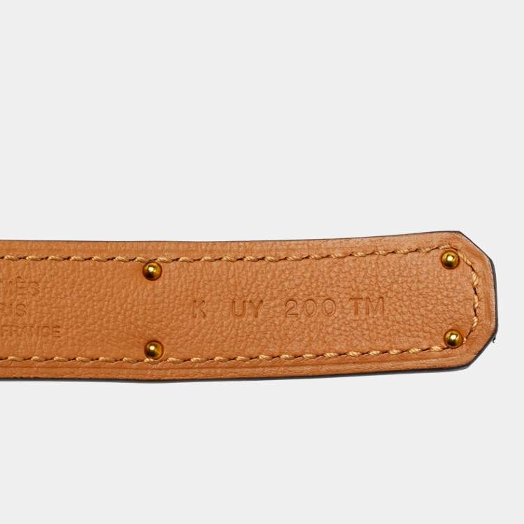 Pre Owned Hermès Noir Epsom Leather Rose Gold Finish Kelly 18 Adjustable Belt