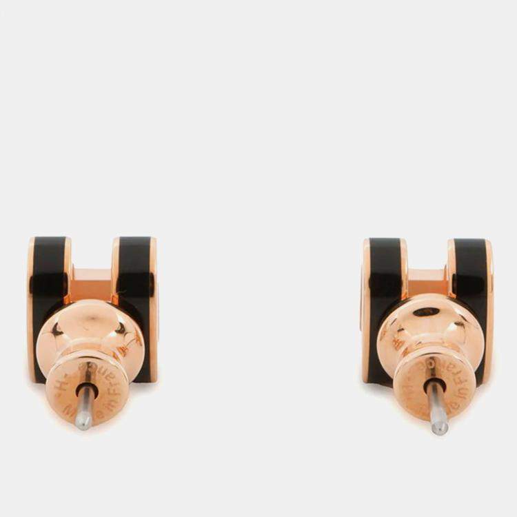 Pre Owned Hermes Pop Ash Mini Earrings Size Mini Black Metal