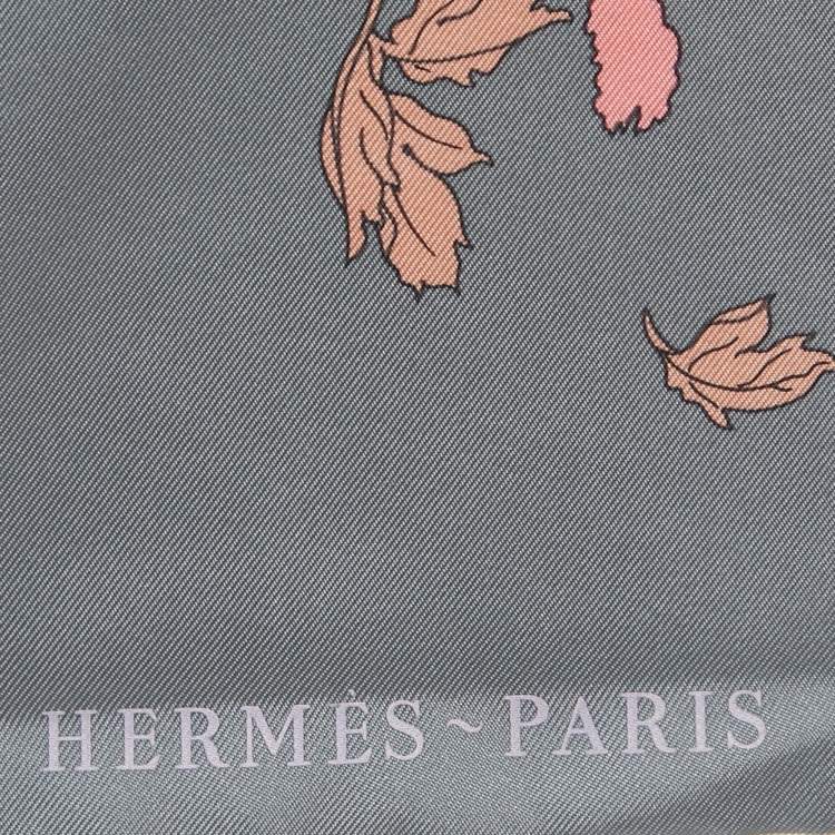 Pre Owned Hermès Grey Robe Legere Printed Silk Square Scarf