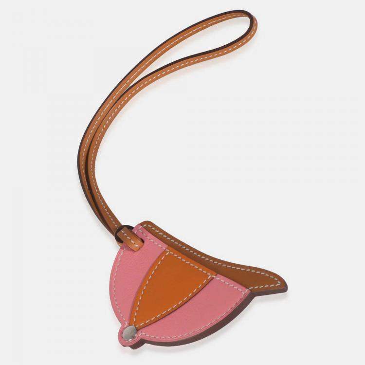 Pre Owned Hermes Naturel Sable Rose D'ete Abricot Swift Paddock Bombe Bag Charm